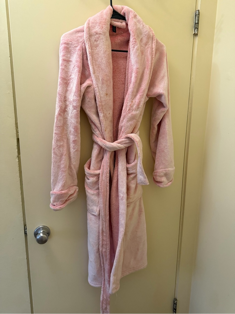 Cynthia Rowley Soft Pink Plush Hooded Robe-Style Puffer